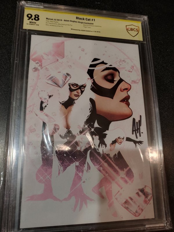 BLACK CAT #1 CBCS 9.8 SIGNATURE SERIES SIGNED BY ADAM HUGHES.