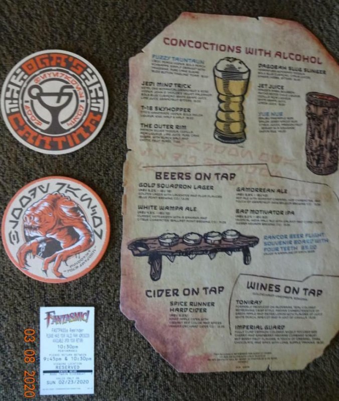 DISNEYLAND Star Wars Oga's Cantina Menu and Coaster, 2019, Bar, Disney Park