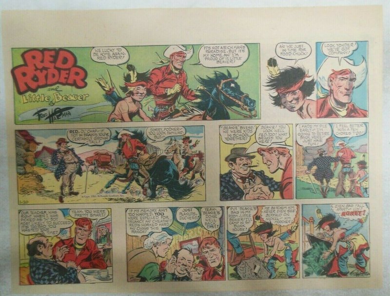 (50) Red Ryder Sunday Pages by Fred Harman from 1952 Most Tabloid Page Size!