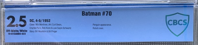Batman #70 (1952) CBCS 2.5 -- Penguin app; Win Mortimer robot cover