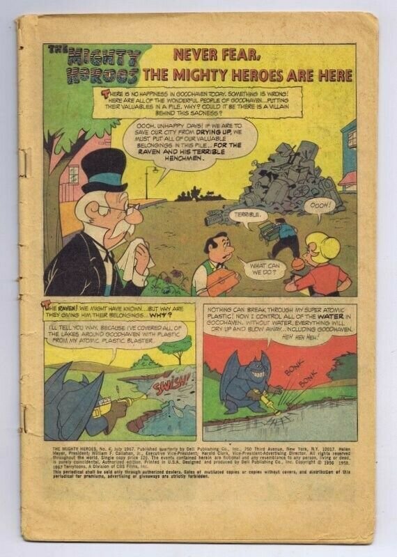 Mighty Heroes #4 ORIGINAL Vintage 1967 Dell Comics (Coverless) 