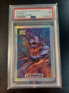 1994 Marvel Masterpieces Holo Foil Silver CARNAGE #2 PSA 7 NM