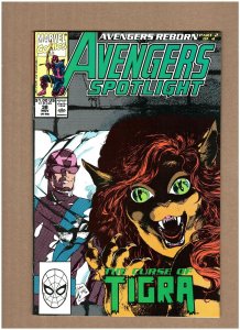 Avengers Spotlight #38 Marvel 1990 Roy Thomas Hawkeye & Tigra VF+ 8.5