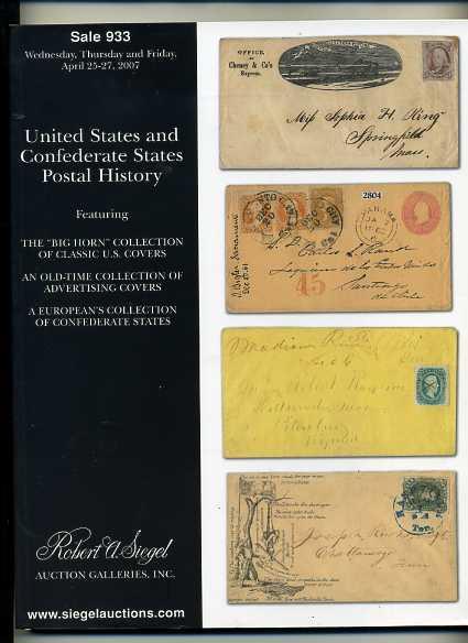 Siegel Stamp Sale for US & Confederate States Postal History