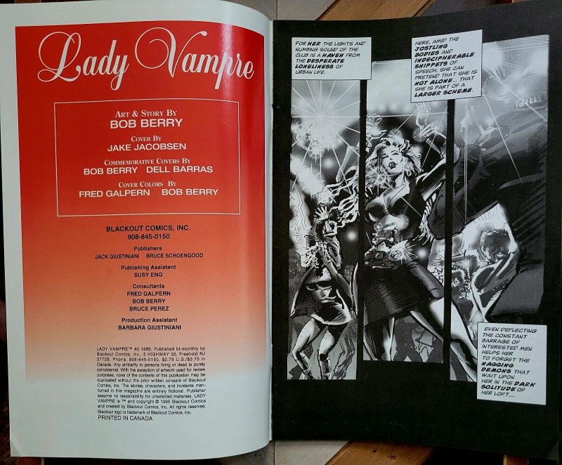 LADY VAMPIRE #0 VF (BLACK OUT 1993) BOB BERRY Signed 1/5000 Exclusive + COA!