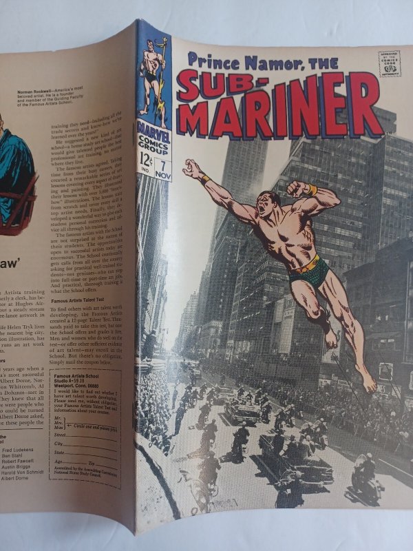 Sub-Mariner #7 - Namor - Iconic Photo Cover - 1968 - FN/VF