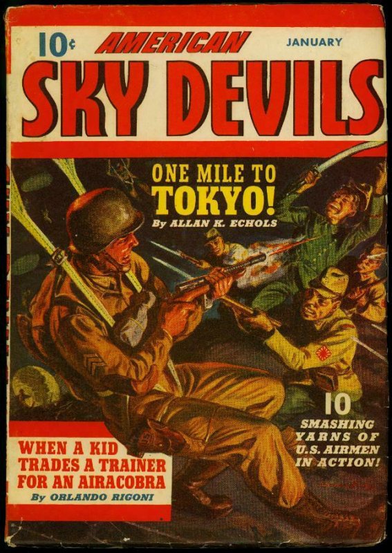 American Sky Devils Pulp #4 Jan 1942- Norman Saunders - Timely VG/F