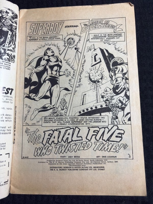 Vintage ALL STAR ADVENTURE Planet Australian Comic #89 VG 4.0 Superman Cockrum