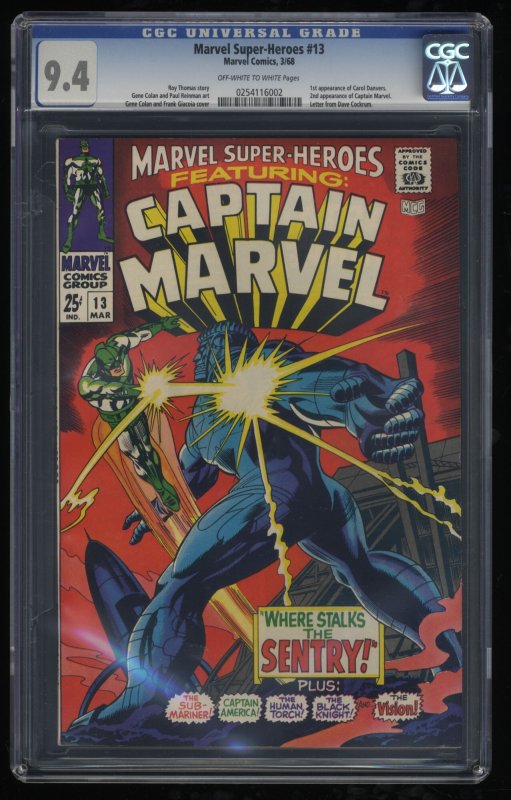 Marvel Super-Heroes #13 CGC NM 9.4 1st Print 1st Carol Danvers!