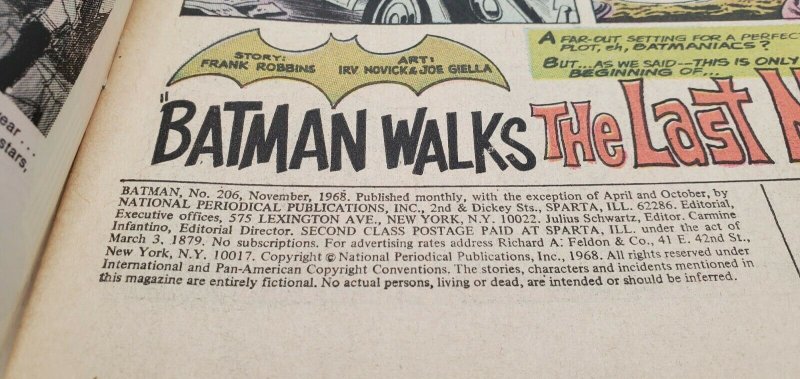 Batman #206 (1968) Batman walks the last mile. VF+