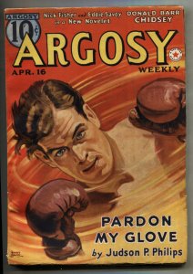 Argosy--April 16 1938--Red Star of Tarzan part 5-- Burroughs--Pulp Magazine