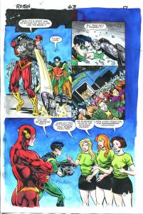 Robin Comics #63 Page 17 Hand Painted Cover Color Guide-comic book art-Flash-VG