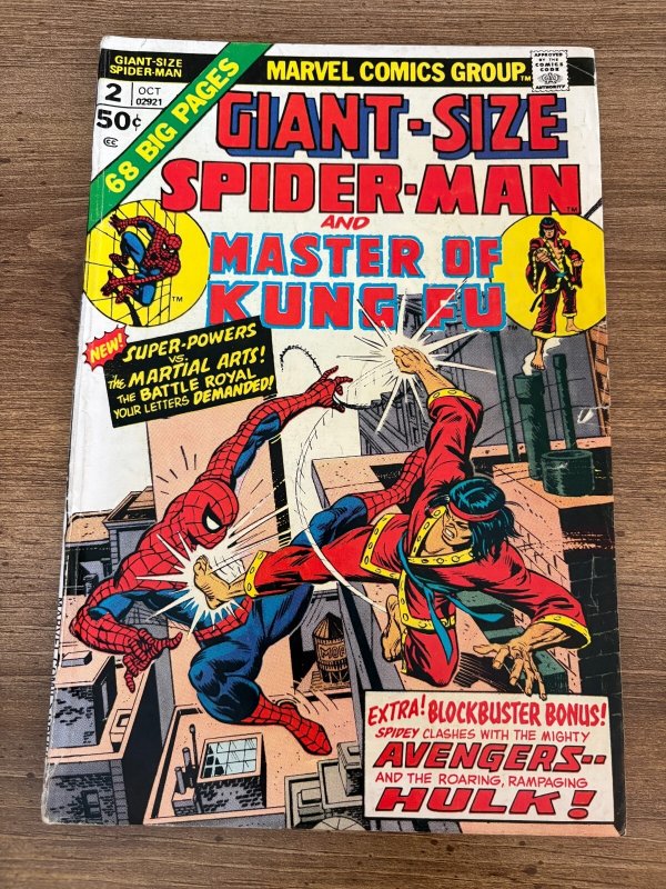 Giant-Size Spider-Man # 2 FN Marvel Comic Book Master Of Kung Fu 6 J368