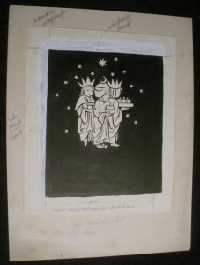 MERRY CHRISTMAS Children Three Wise Men w/ Staf 11x14 Greeting Card Art #162