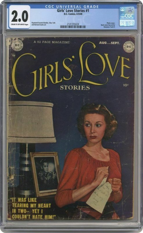 Girls' Love Stories #1 DC 1949 CGC  2.0 Photo Cover Pre Code