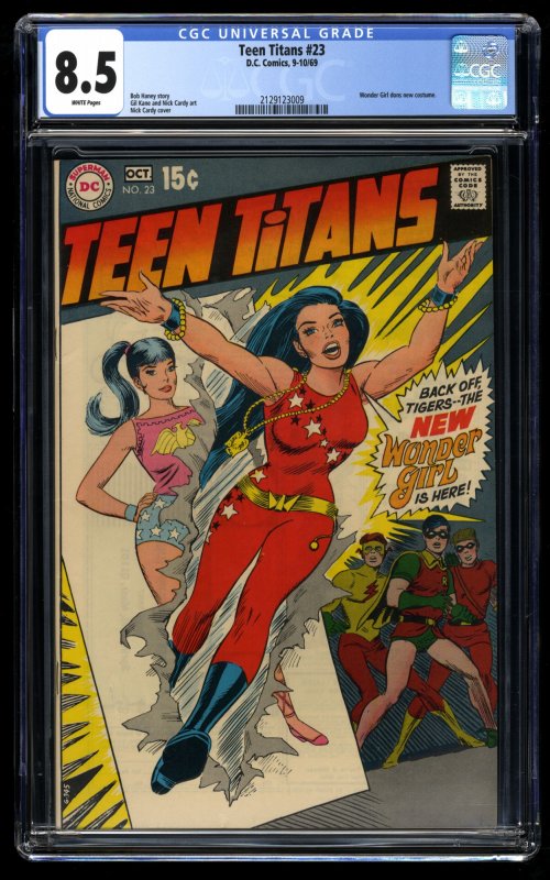 Teen Titans #23 CGC VF+ 8.5 White Pages New Wonder Girl Costume! DC Comics