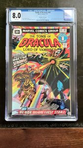 The Tomb of Dracula #44 CGC 8.0 30-Cent Variant Dr Strange Blade, Marvel Comics