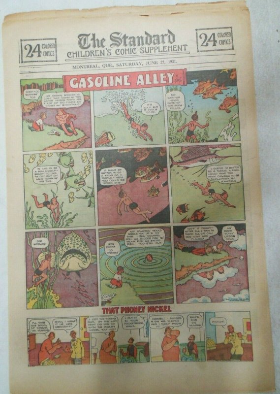 (46) Gasoline Alley Sunday Pages by Frank King from 1931 Size: 11 x 15 inches