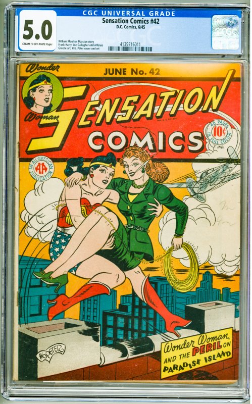 Sensation Comics #42 (1945) CGC 5.0! Cream to OW Pages!