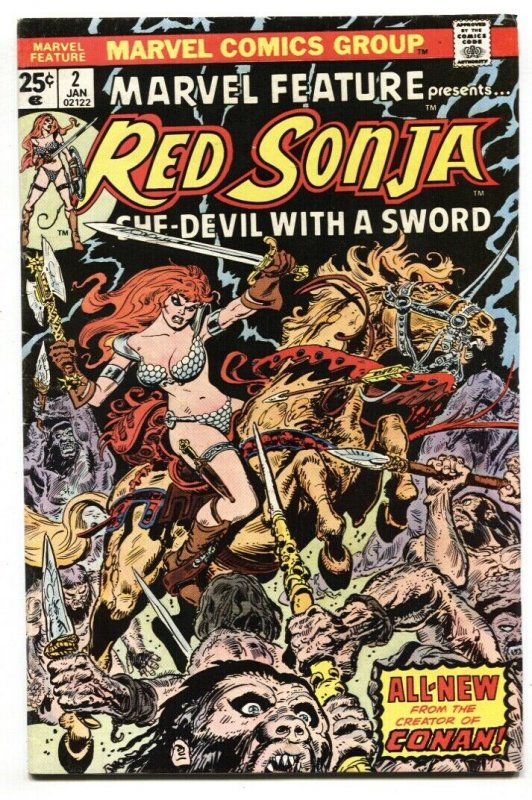 Marvel Feature #2 comic book RED SONJA 1976-MARVEL FN+ 