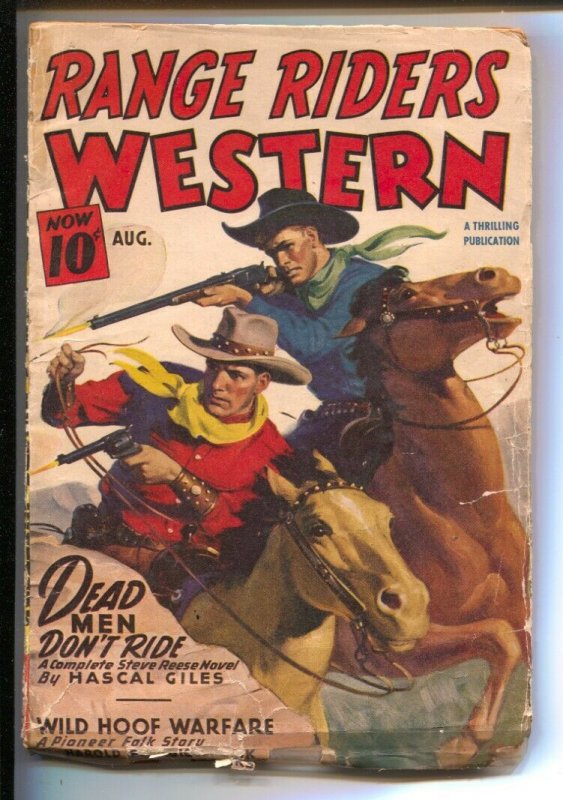 Range Riders Western  8/1946-Thrilling-Steve Reese hero pulp-gunfight cover-G