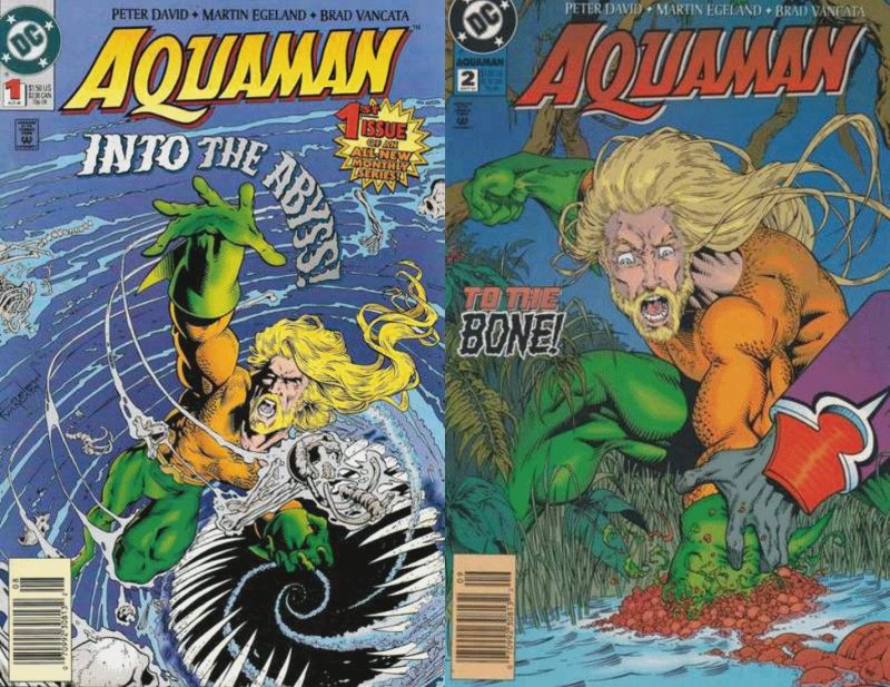 Aquaman #1-2 Newsstand Covers (1994-2001) DC Comics - 2 Comics