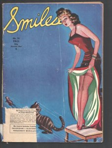 MAG: Smiles #16 Fall 1945-pin-up girl cover by Guido-color cartoons-pulp fict...