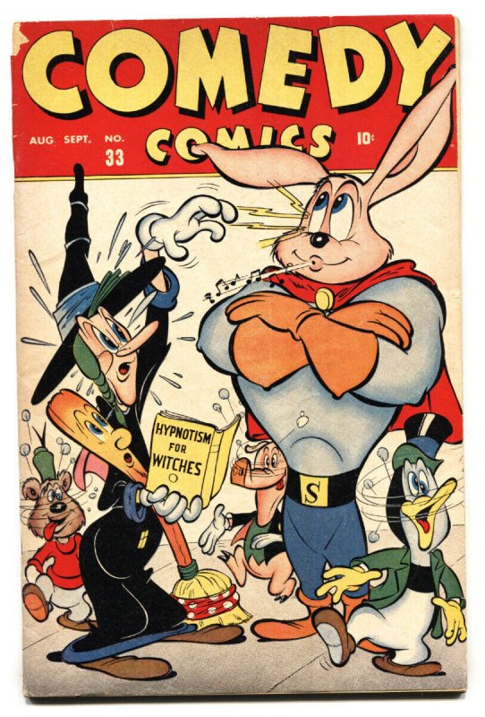 Comedy #33 1946- Timely Funny Animals- Super Rabbit witch cover