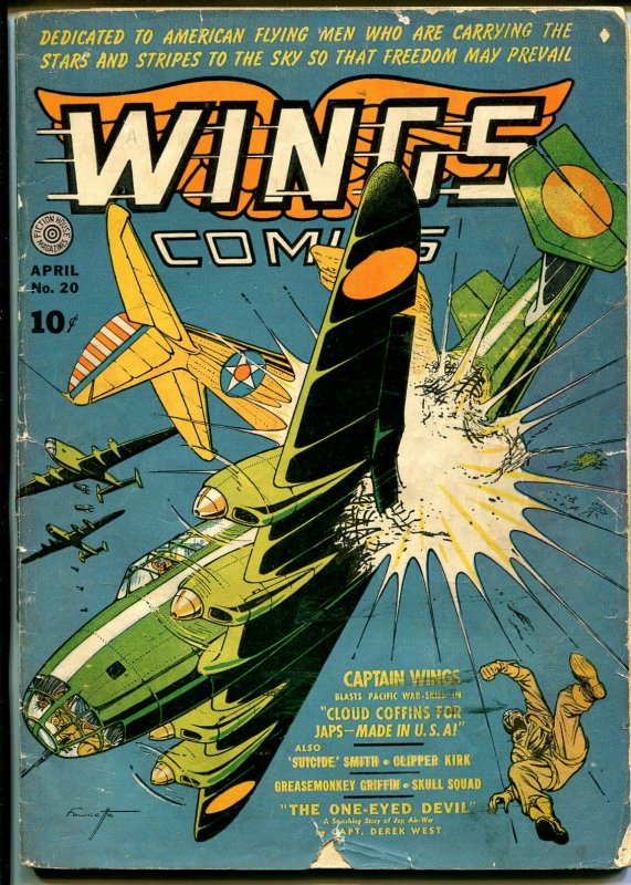 Wings #20 1942-Fiction House-Hooded Menace-Jane Martin-Skull Squad-G/VG