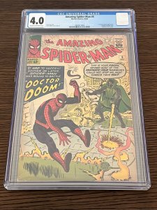 The Amazing Spider-Man #5 (1963). 4.0 CGC. 1st Doctor Doom app outside FF.