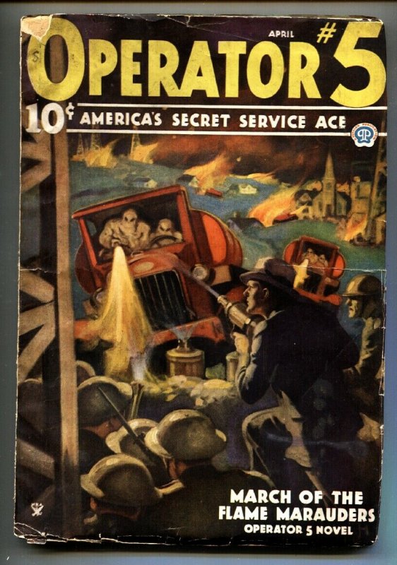 Operator #5 4/1935-Popular-hero pulp-hooded menace cover