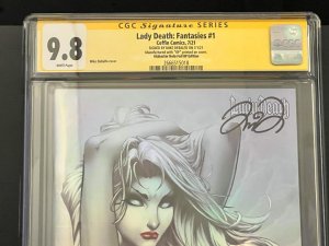 Lady Death: Fantasies #1 Alabaster Holo Foil BP Edition Signed (2021) CGC 9.8