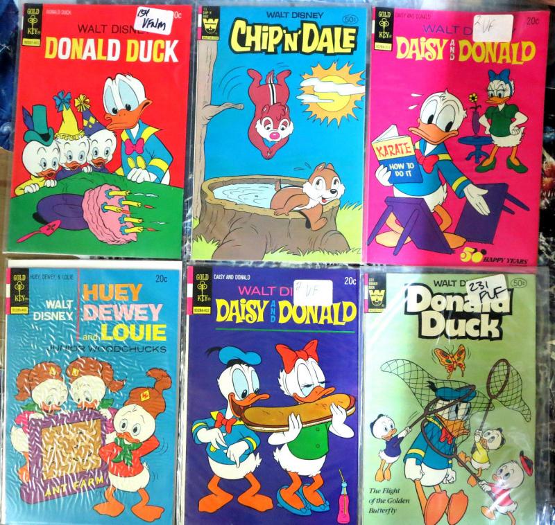 WALT DISNEY'S DONALD DUCK - 6 issues Gold Key VF/+ Daisy Huey Dewey Louie