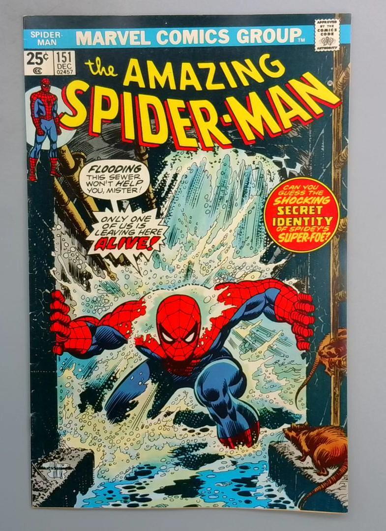 Amazing Spider-Man #151 VF+ Classic John Romita Sewer Cover  Marvel 1975