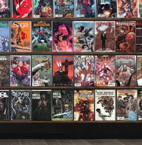 Huge Lot 150+ Comics with Spread, Saga, The Amazing Spider-Man & More!