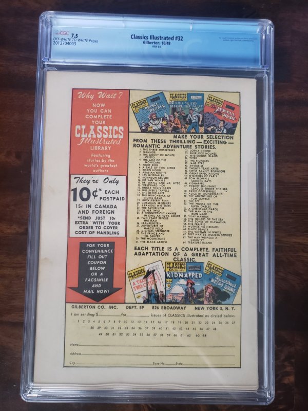 Classics Illustrated 32 HRN 64 CGC 7.5 Lorna Doone