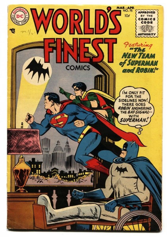 World's Finest  #75 comic book 1955-DC-Superman-Batman-Tomahawk-Green Arrow fn