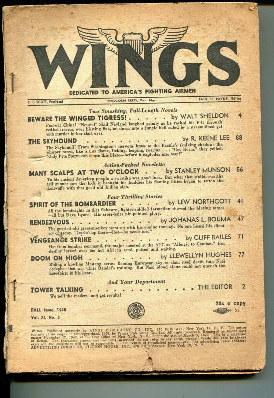 Wings - Fall 1948-Fiction House-air war pulp stories-Al Williams art-PR/FR