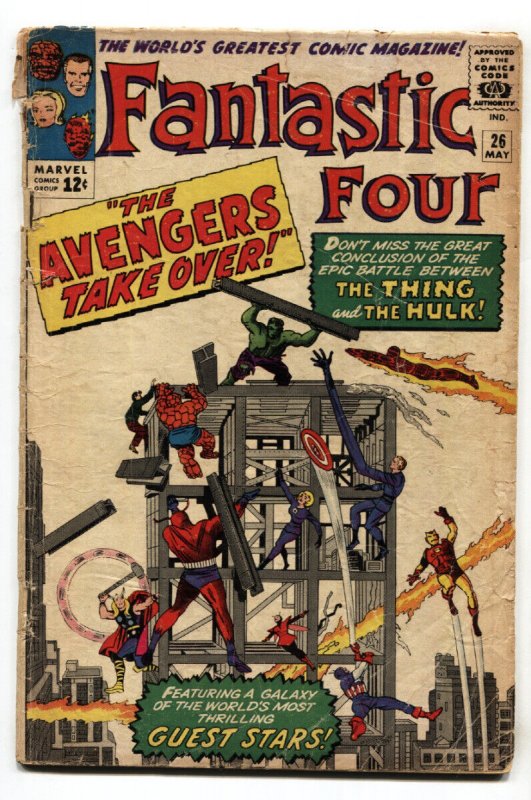 FANTASTIC FOUR #26 comic book 1964-MARVEL-AVENGERS-JACK KIRBY G/VG