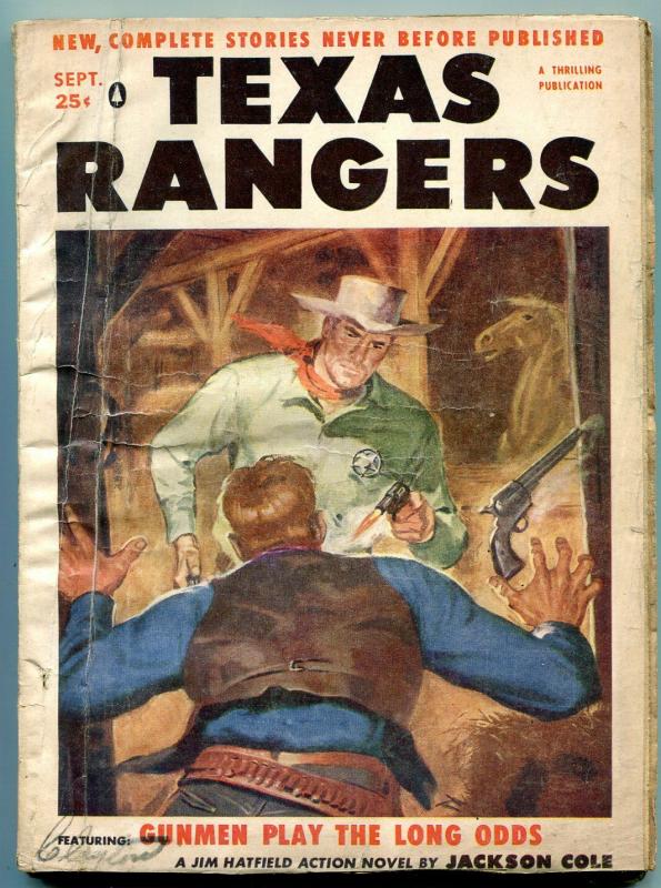 Texas Rangers Pulp September 1956- Jim Hattfield- Western G/VG