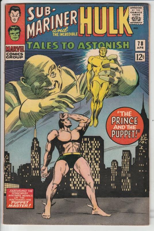 Tales to Astonish #78 (Apr-66) VF/NM High-Grade Incredible Hulk, Namor the Su...