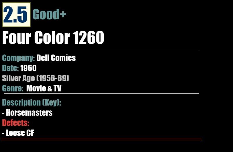 Four Color 1260 (1960) GD+ 2.5 Silver Age Dell Comics Horsemasters
