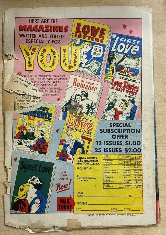 LOVE LESSONS #1 (Harvey,10/1949) POOR (PR)  Bob Powell, Golden Age Romance!