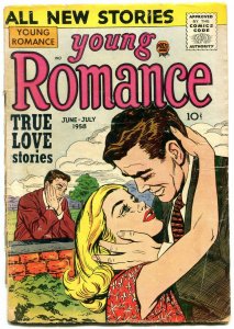 YOUNG ROMANCE Vol.11 #4 1958 PRIZE COMICS KISSES LOVE G-