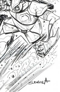 Nova Marvel Original Art by Sergio Dávila – Dynamic A4 Ink Action Drawing Signed