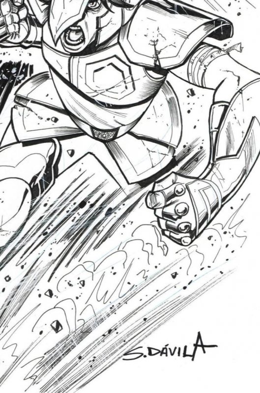 Nova Marvel Original Art by Sergio Dávila – Dynamic A4 Ink Action Drawing Signed