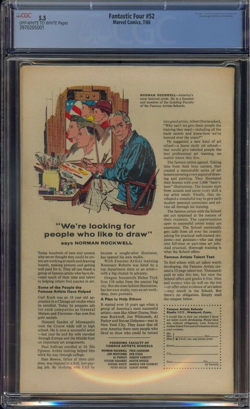 FANTASTIC FOUR #52 CGC 5.5 1ST BLACK PANTHER