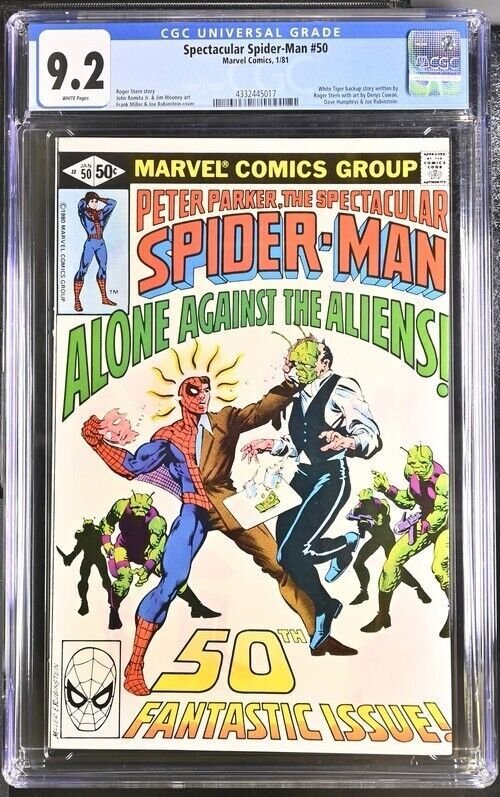 SPECTACULAR SPIDER-MAN #50 CGC 9.2 JOHN ROMITA JR FRANK MILLER WHITE PAGES