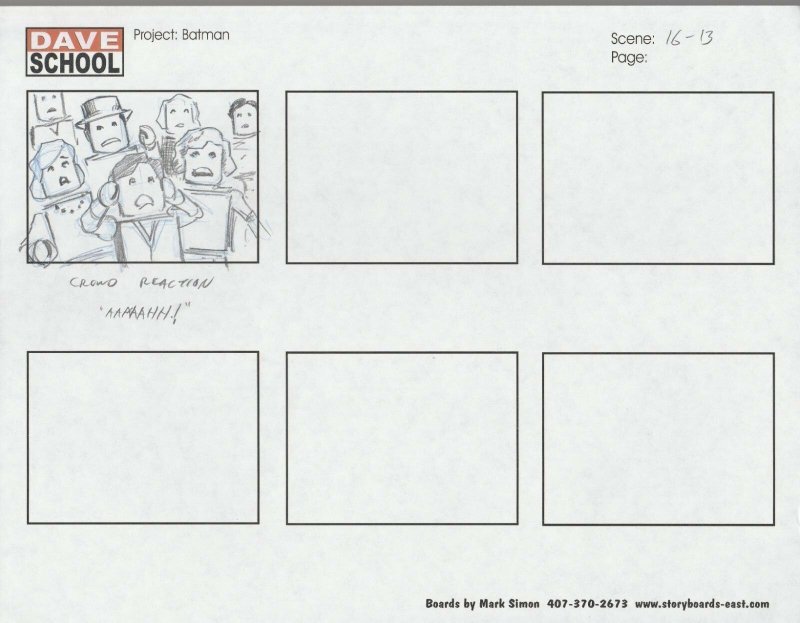 2004 LEGO BATMAN Storyboard Art by Mark Simon VF 8.0 Crowd Scene16-13