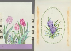 HAPPY EASTER Pink Red & Purple Tulips 6x9 Greeting Card Art LOT of 2